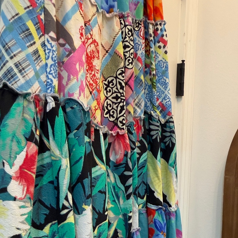 John Mark Vibrant Floral Patchwork Maxi Skirt - image 2